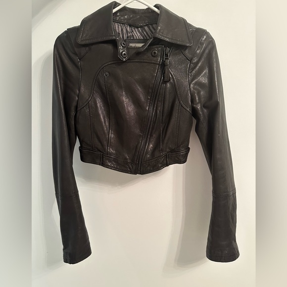 Aritzia Mackage Cropped Leather Jacket XXS black - Picture 4 of 4